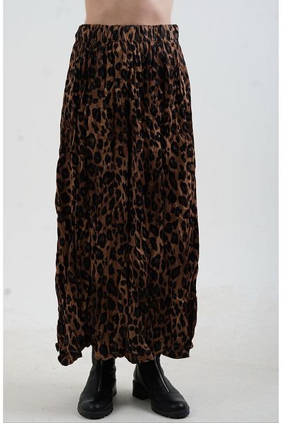 Zelish My Sister Fusta din satin cu efect leopard maro