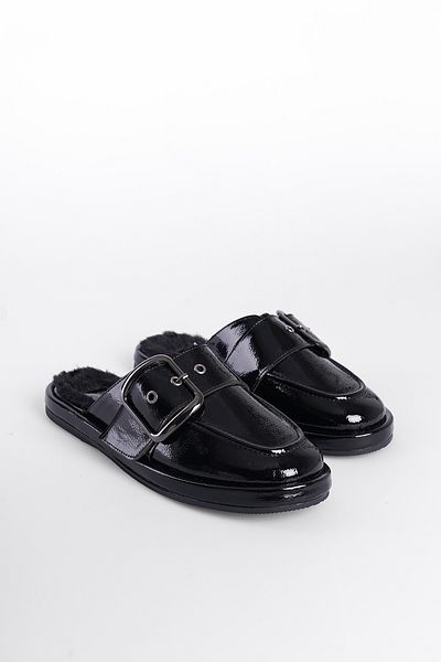 Capone Outfitters Papuci de damă Melina cu cataramă cu vârf închis și păr în interior