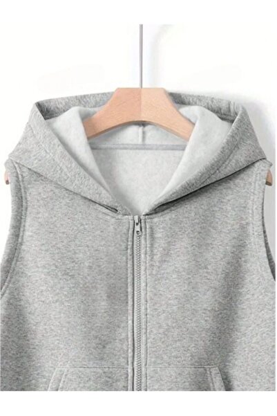 MOONBULL Unisex Oversize Hooded Zippered Vest - Kangaroo Pocket, Sleeveless