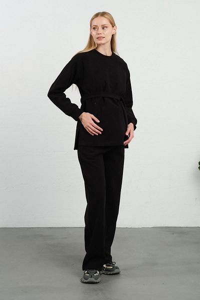 BUSA Soft Textured Black Thessaloniki Suit with High Waist and Breastfeeding Detail