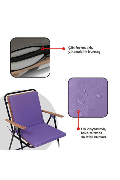 XPERMATE 2-Piece Backrest Chair Cushion Zippered 40X40 Backrest Chair Cushion Purple