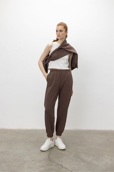 TUBİA Pantaloni de sport Jogger elastic, maro amar, pentru femei