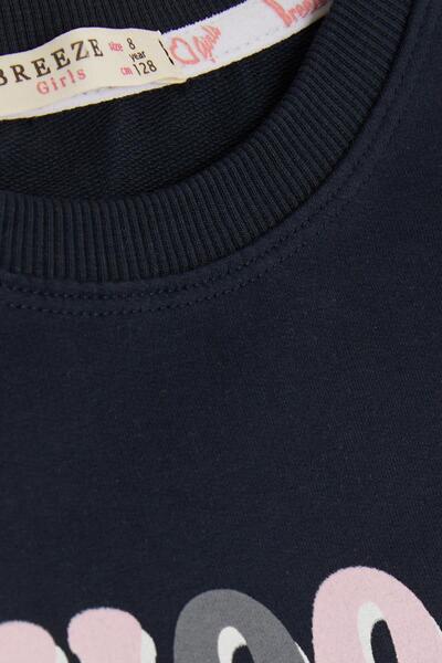 Breeze Girl's Tunic Happiness Themed Text Printed Age 8-12, Navy Blue