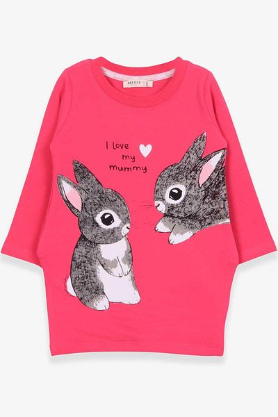 Breeze Pink Girl's Tunic Rabbit Patterned 1.5-5 Years