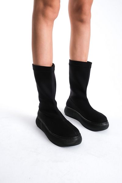 Moda Değirmeni Μαύρα γυναικεία Stretch μποτάκια BG1165-116-0002