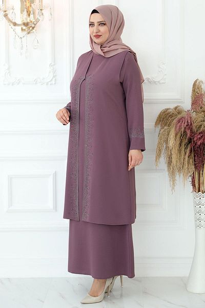 Amine Hüma Βραδινό φόρεμα Dusty Rose Sprout Hijab