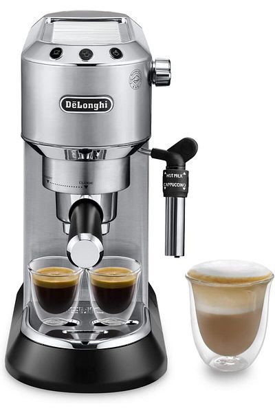 DELONGHİ ماكينة صنع الإسبريسو والكابتشينو التقليدية من ديلونجي ديديكا ستايل، EC685M، فضي