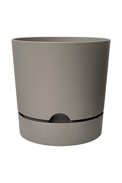 ToXA 3.3 Litre Bej Begonya Saksı Tabaklı Dekoratif Mat Plastik Saksı