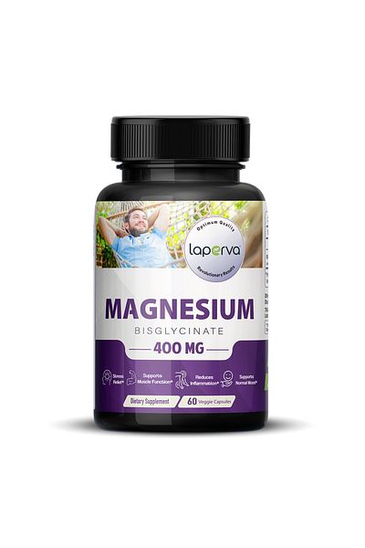 Laperva Magnesium Bisglycinate, 400 Mg, 60 Veggie Capsules, Stress Relief.