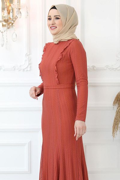 Amine Hüma Βραδινό φόρεμα Belin σε χρώμα τούβλο