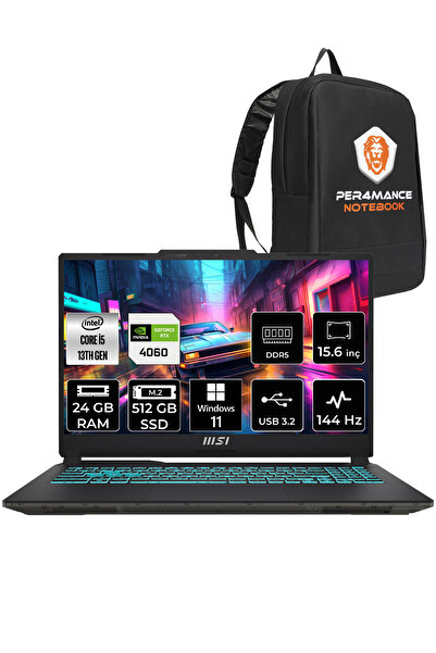 MSI Cyborg 15 A13VF i5-13420H 24GB 512GB SSD RTX4060/8GB 15.6" FHD 144HZ W11H & PER4 ÇANTA