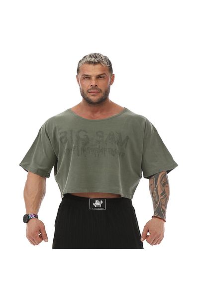 Big Sam Green Rag-Top Short Cut Training T-Shirt - 3006