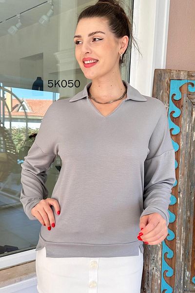 İnce Topuk Modal Fabric Polo Neck Sweat 5K050