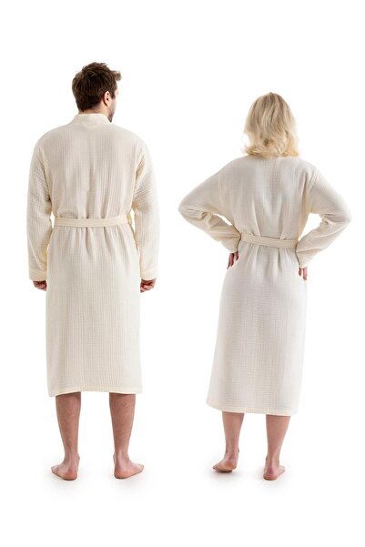 Denizli Concept Σετ πετσετών μπουρνούζι Ecru Unisex κιμονό και μουσελίνα