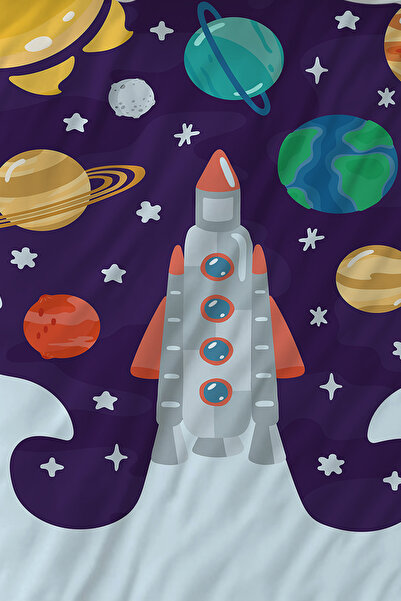 Else Dekor Дитячий комплект постільної білизни з малюнком космічного корабля - одномісний, з наволочкою