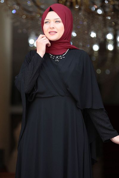 Amine Hüma Ecem Hijab βραδινό φόρεμα μαύρο