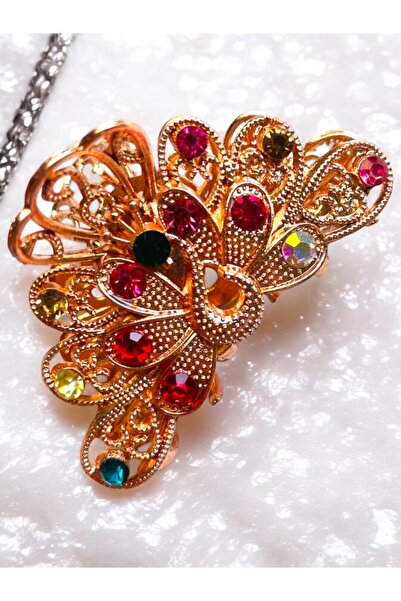 GALATA GIFT Women's Hair Clip with Clamp Rose (Silver) Zircon Stone Swan-Crow...