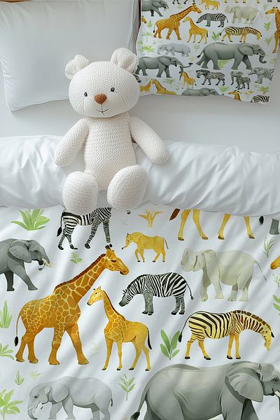 Else Dekor Σετ Παπλωματοθήκη για αγόρι με μοτίβο Safari African Animals με μαξιλαροθήκη