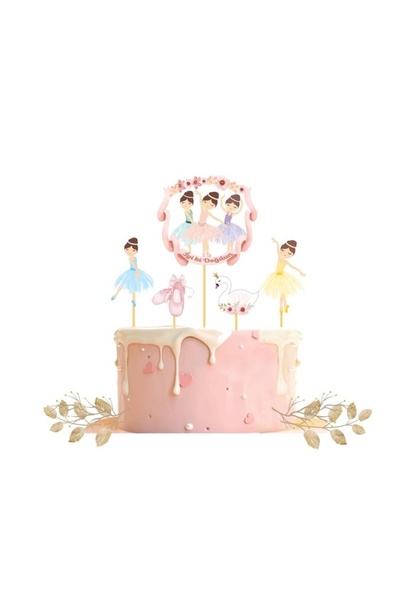 eğlencemarketi Kürdan Pasta Üstü Balerin Temalı 5 Parça