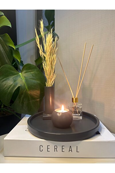 Miya Art Studio Dekoratif Beton Tepsi /  Tütsülük- Kuru Bitki / Mumluk /Oda K...