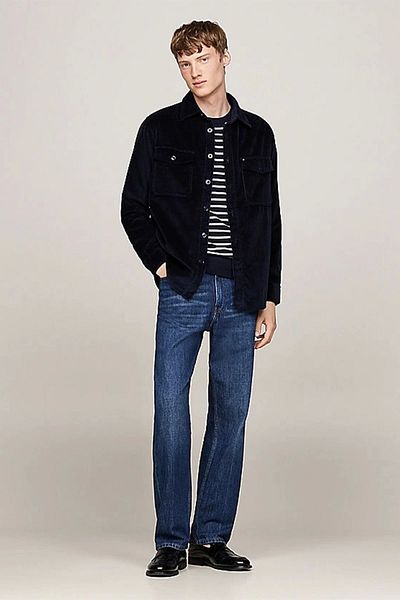 Tommy Hilfiger Men's Navy Blue Velvet Shirt