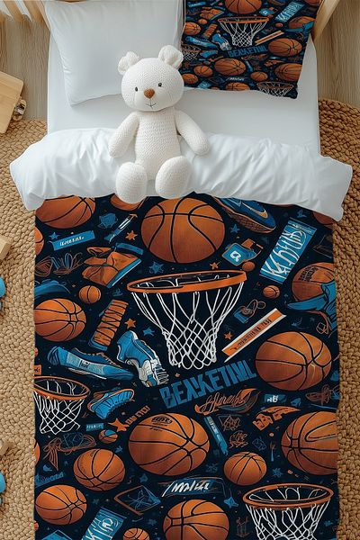 Else Dekor Basketball Balls Patterned Boys' Single Duvet Cover Set with Pillowcase