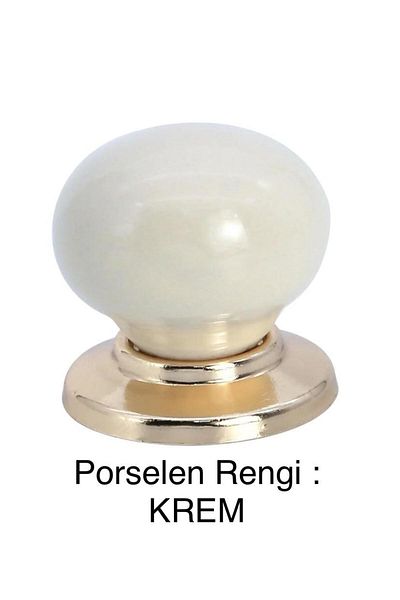 Porcellana Perla Cream-Gold - Porcelain - Handle-Handle Cabinet Drawer Furniture Kitchen Handle Ruby Button -Metal Foot-Stk0132