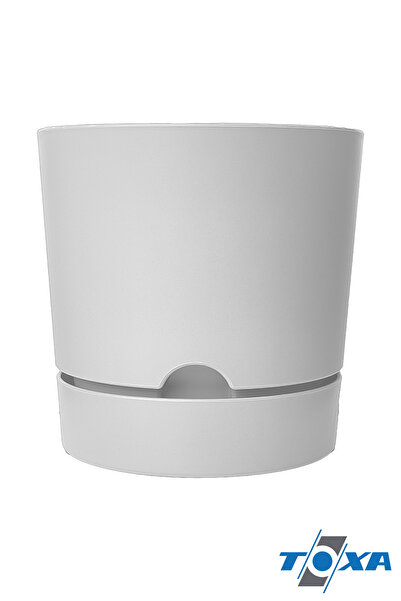 ToXA 4 Adet 0.95 Litre Beyaz Begonya Saksı Küçük Boy Tabaklı Dekoratif Mat Plastik Saksı