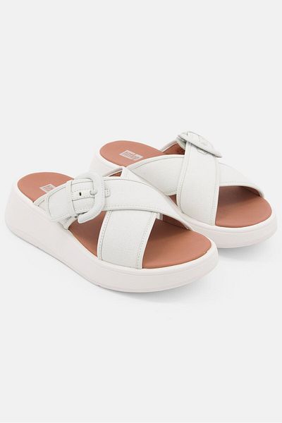 Fitflop Women Buckle Canvas Cross Slip On Wedge, Seafoam