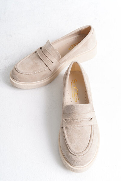 FGZY Shoes حذاء لوفر من الجلد السويدي المسطح بنعل سميك من لينا