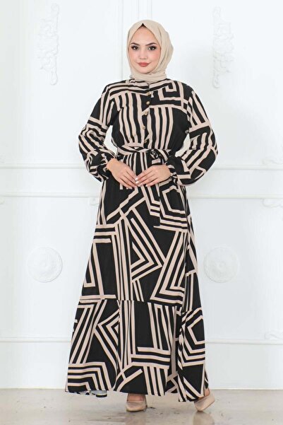 SGS Φόρεμα από βισκόζη με ρίγες μαύρου βιζόν