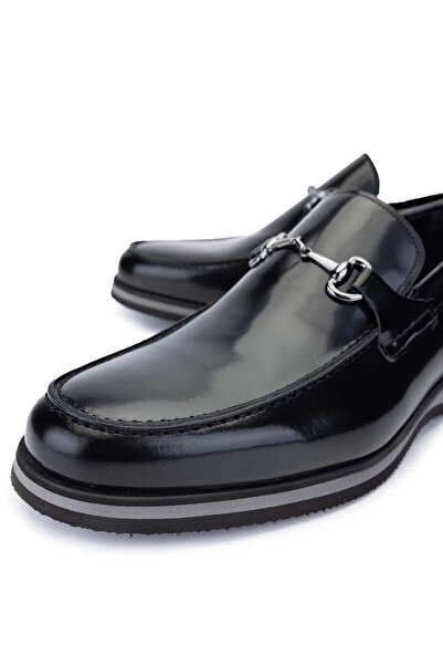 Tamer Tanca Erkek Hakiki Deri Siyah Açma Loafer Ayakkabı