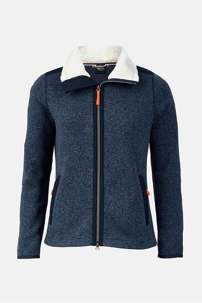 Tchibo Women Mock Neck Full Zip Heather Sweater, Navy