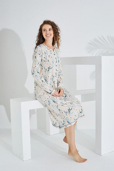 Etoile 100% Cotton Long Sleeve Women's Dress Nightgown 91312