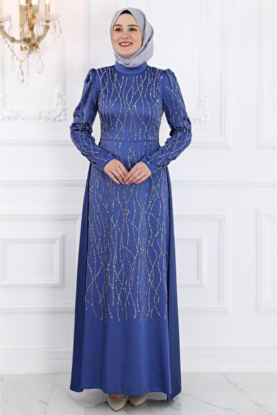 Amine Hüma Didem Tesettür Abiye İndigo