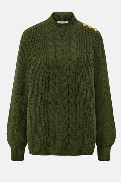 Tchibo Women Crew Neck Long Sleeve Knitted Sweater, Green
