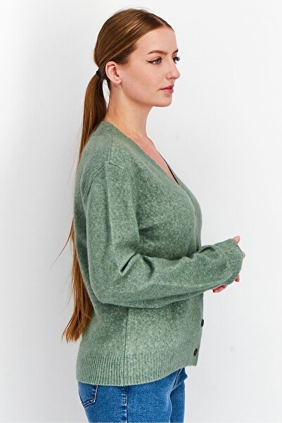Tchibo Women V-Neck Long Sleeves Knit Cardigan, Sage Green