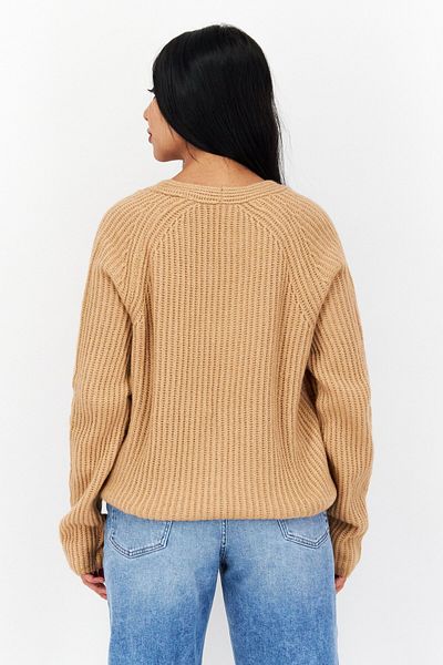Tchibo Women V-neck Knitted Sweater, Brown