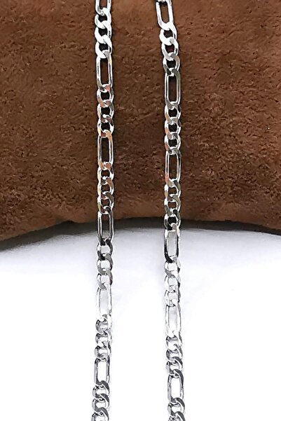 Omar Silver Unisex Figaro 3,6 Mm Rodyum Kaplama 925 Ayar Gümüş Kolye Zincir