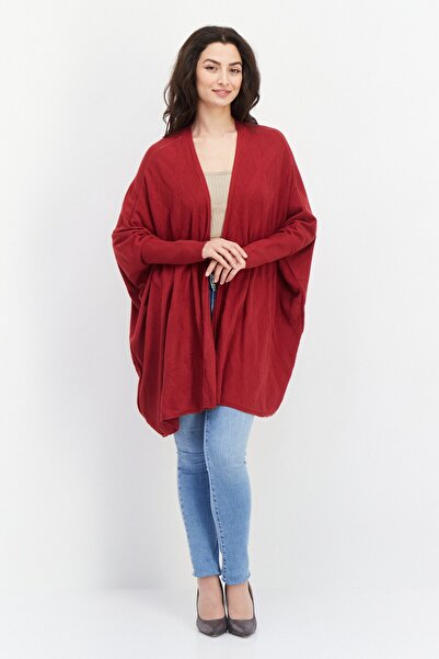 Alfani Women Ribbed Open Front Long Sleeves Cardigan, Maroon