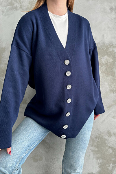 macharel jeans Wide Fit Tweed Look Knitwear Cardigan