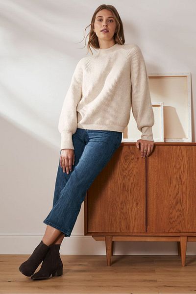 Tchibo Women Long Sleeve Knitted Sweater, Cream