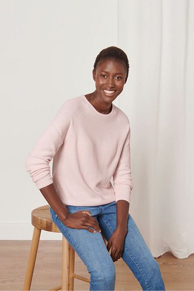 Tchibo Women U-neck Long Sleeves Knitted Sweater, Pink