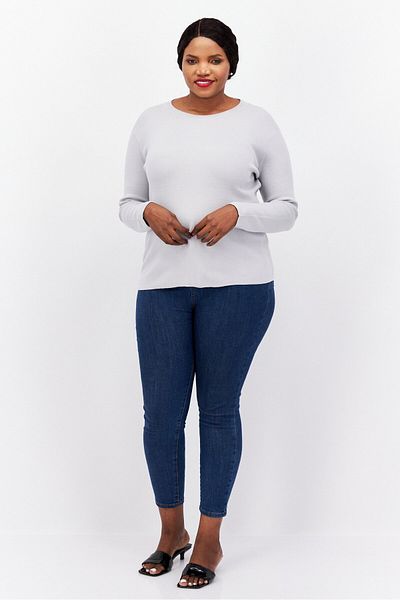 Fire & Glory Women Crew Neck Knitted Sweater, Grey