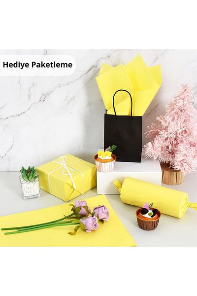 roco paper Pastel Yellow Pelur Paper - Gift and Flower Packing, 25 Pack, 50X70 cm