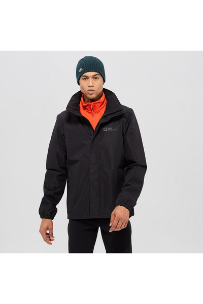 Jack Wolfskin Stormy Point 2L Erkek Siyah Su Geçirmez Mont