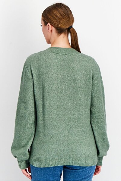 Tchibo Women V-Neck Long Sleeves Knit Cardigan, Sage Green