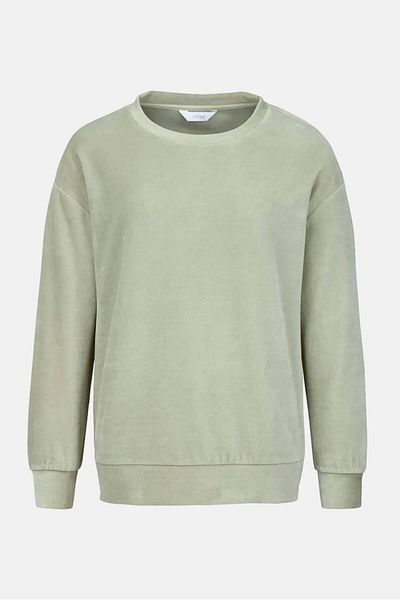 Tchibo Women Crew Neck Textured Sweater, Light Green