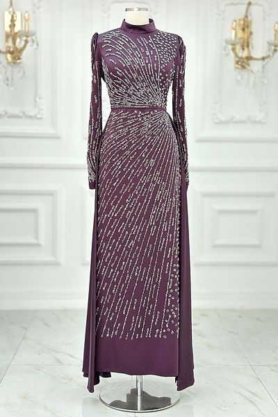 Amine Hüma Βραδινό φόρεμα Plum Hijab - Meltem