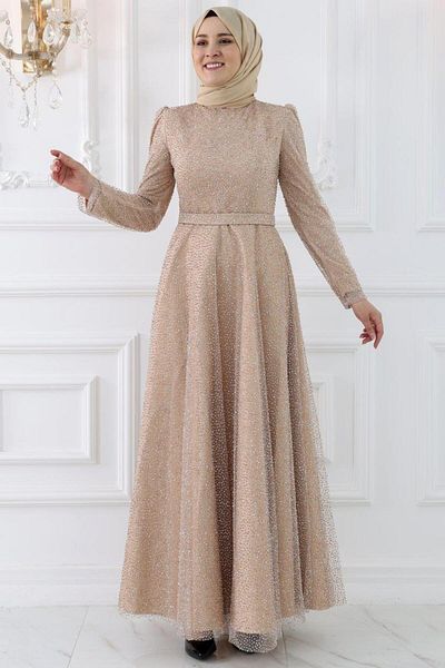 Amine Hüma Rochie de seară Aymira Gold Hijab